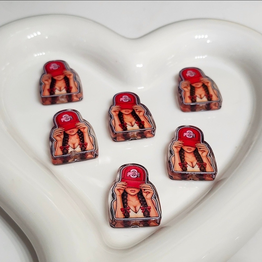 Football Beads 2 Pcs Focal Beads Acrylic Ohio Beaded Pen Jewelry Making Charms